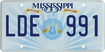 MS license plate LDE991