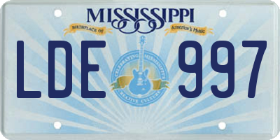 MS license plate LDE997
