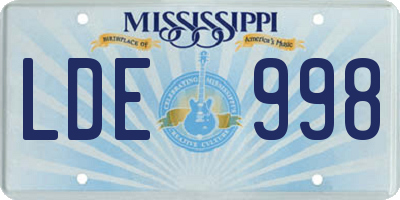MS license plate LDE998