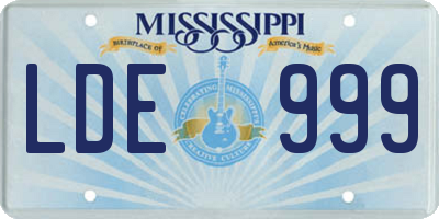 MS license plate LDE999