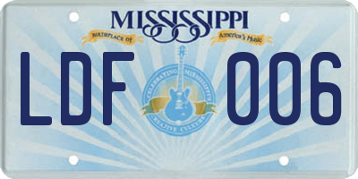 MS license plate LDF006