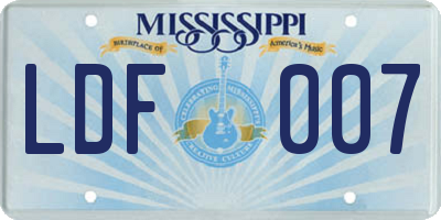 MS license plate LDF007
