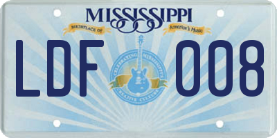 MS license plate LDF008