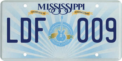 MS license plate LDF009