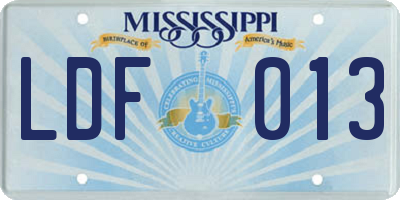 MS license plate LDF013