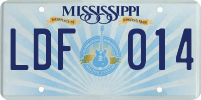 MS license plate LDF014