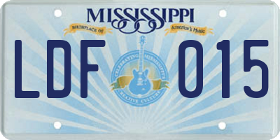 MS license plate LDF015