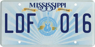 MS license plate LDF016