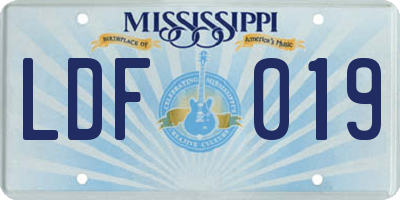 MS license plate LDF019