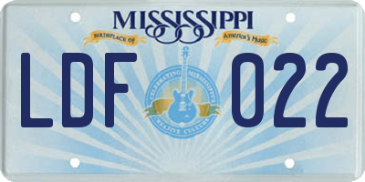 MS license plate LDF022