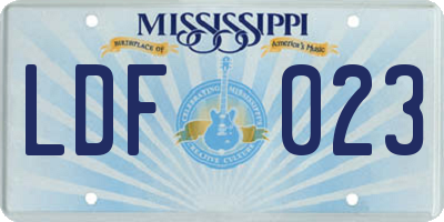 MS license plate LDF023