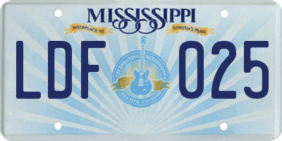 MS license plate LDF025