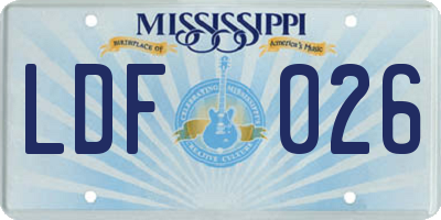 MS license plate LDF026