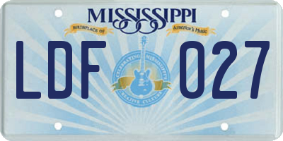 MS license plate LDF027