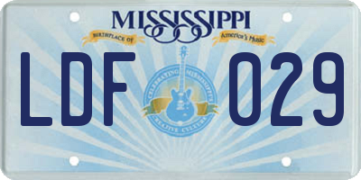 MS license plate LDF029