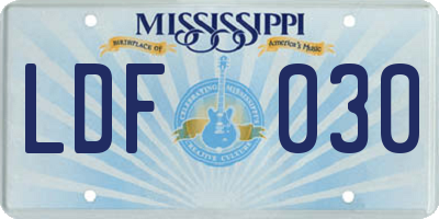 MS license plate LDF030