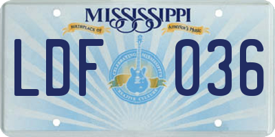 MS license plate LDF036