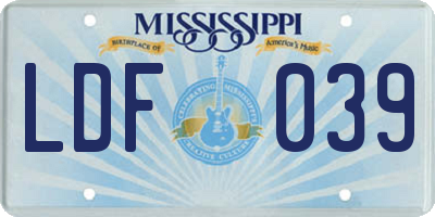 MS license plate LDF039