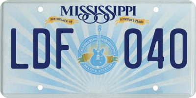 MS license plate LDF040