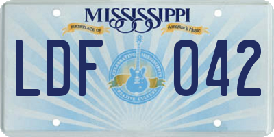 MS license plate LDF042