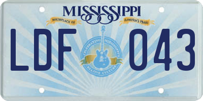 MS license plate LDF043