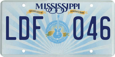 MS license plate LDF046