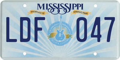 MS license plate LDF047