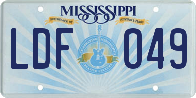MS license plate LDF049