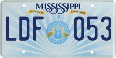 MS license plate LDF053