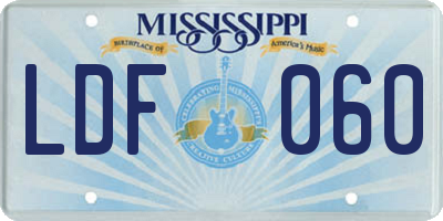 MS license plate LDF060
