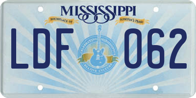 MS license plate LDF062