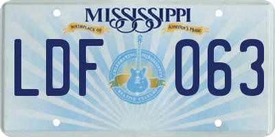 MS license plate LDF063