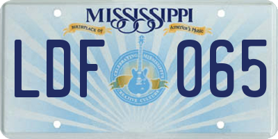 MS license plate LDF065