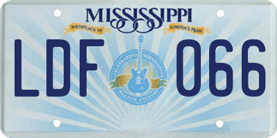 MS license plate LDF066