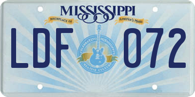 MS license plate LDF072