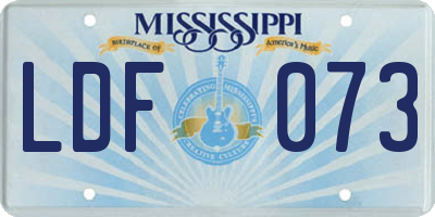 MS license plate LDF073