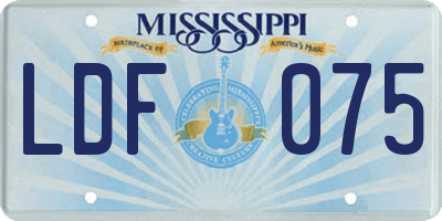 MS license plate LDF075
