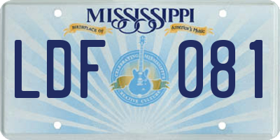 MS license plate LDF081