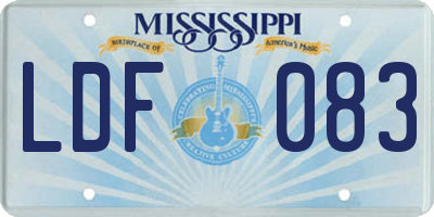 MS license plate LDF083