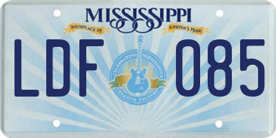 MS license plate LDF085