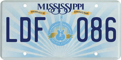 MS license plate LDF086