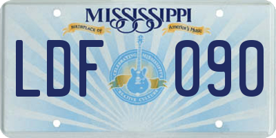 MS license plate LDF090