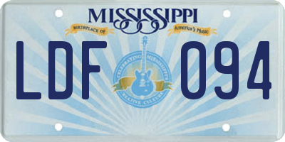 MS license plate LDF094