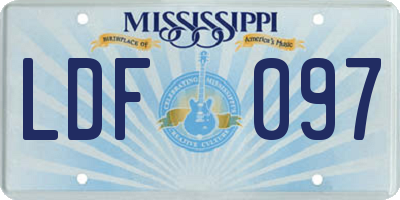 MS license plate LDF097