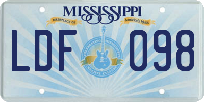 MS license plate LDF098