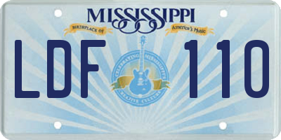 MS license plate LDF110