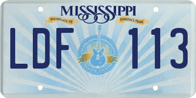 MS license plate LDF113