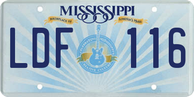 MS license plate LDF116