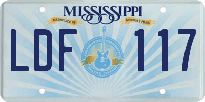 MS license plate LDF117