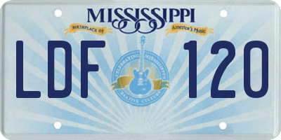 MS license plate LDF120